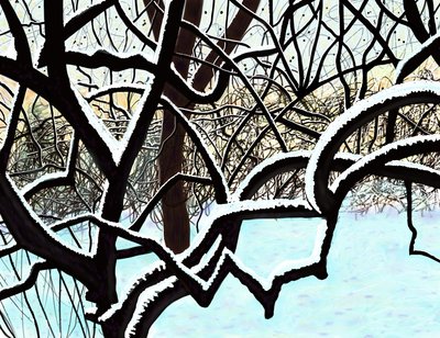 Kirschbaum im Schnee, Brooklyn von Evan Sklar