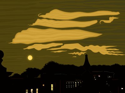 Wolken, Mond und Park vom Dach von Evan Sklar
