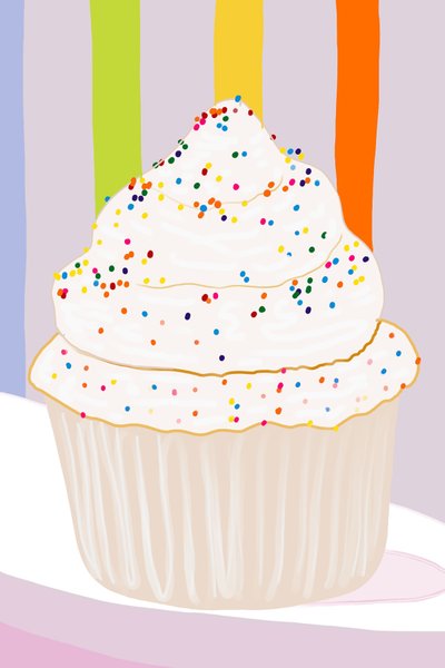 Cupcake mit Vanilleglasur und Streuseln, Brooklyn von Evan Sklar