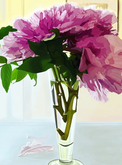 Magenta Pfingstrosen in Vase von Evan Sklar