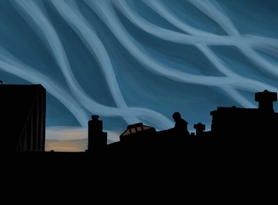 Mann auf Brooklyn Dach von Evan Sklar