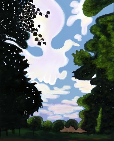Zelt und Himmel, Prospect Park 2018 von Evan Sklar