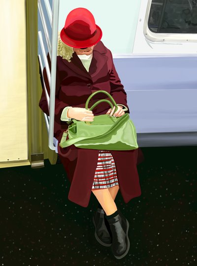 Frau in der U-Bahn von Evan Sklar