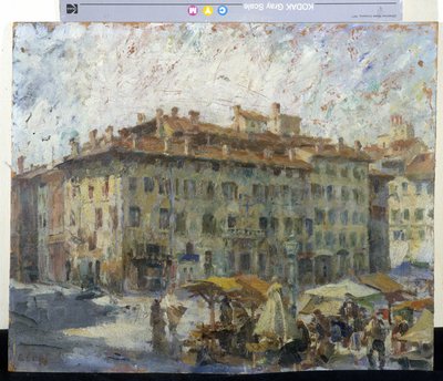 Markt auf der Piazza Grande in Modena von Evaristo Cappelli