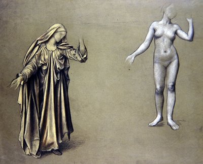 Studie einer drapierten Figur mit begleitendem Akt von Evelyn De Morgan