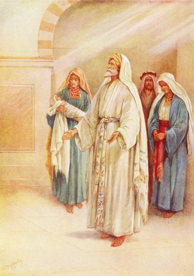 Zacharias und Elisabeth mit Baby Johannes von Evelyn Stuart Hardy
