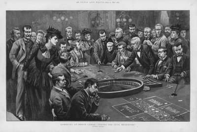 Glücksspiel an einem Roulettetisch im Casino von Monte Carlo, Monaco von Everard Hopkins