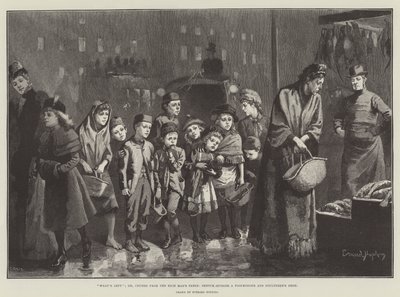 Was übrig bleibt; oder, Krümel vom Tisch des Reichen, Skizze vor einem Fischhändler- und Geflügelhändlerladen von Everard Hopkins
