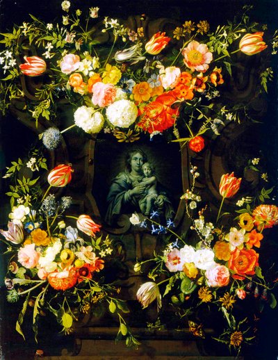Madonna umgeben von Blumen, 1662 von Eykens or Ijkens Ykens