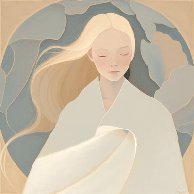 Blondes Mädchen, abstrakte Ölgemälde von F. Abderrahim