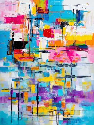 Flüssige abstrakte Kunstmalerei Vollfarben, Kunstdrucke von F. Abderrahim