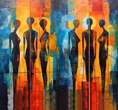 Menschliche Silhouette Zeichnung, Posterfarbe, hochwertige Kunstdrucke, Kunstdrucke auf Anfrage von F. Abderrahim