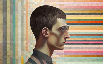 Intellektueller Mann, inspiriert von Giorgio de Chirico (Surrealismus-Porträt) von F. Abderrahim