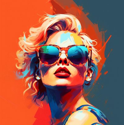 Frauengesicht, Sänger Sonnenbrillen Mode von F. Abderrahim