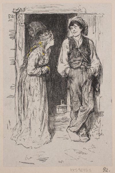 Illustration zu "Askeladden som fik prinsessen til at løgste sig" von F. Hendriksen