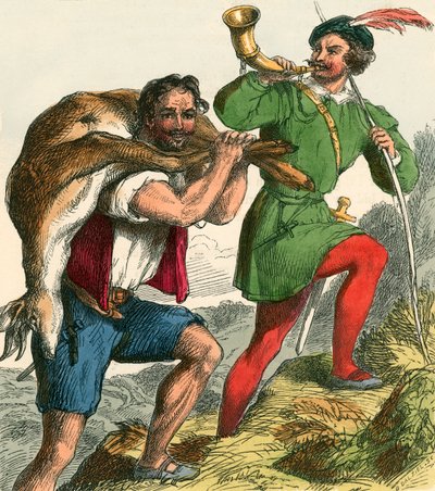 Robin Hood und Little John bringen den fetten Hirsch nach Hause von F. Tayler