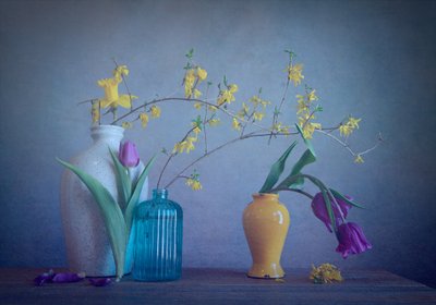 Frühlingsvasen und Blüten von Fangping Zhou