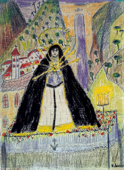 Zeichnung für „Die Jungfrau mit den sieben Dolchen“ (Virgen de los siete dolores) von Federico Garcia Lorca