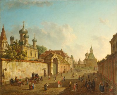 Blick vom Lubjanka-Platz auf das Wladimir-Tor in Moskau, 1800er Jahre von Fedor Yakovlevich Alekseev