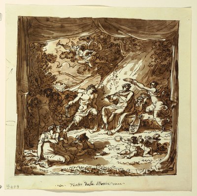 Entwurf für einen Bühnenvorhang: Apollo und Marsyas, Palazzo Conti-Sinibaldi, Faenza von Felice Giani