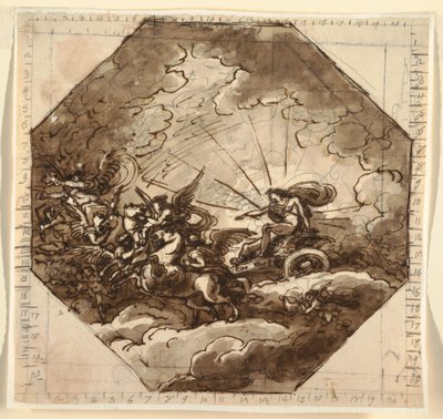 Apollo in seinem Wagen mit Aurora, Sala Ottogonale, Palazzo Milzetti, Faenza, 1804–1805 von Felice Giani