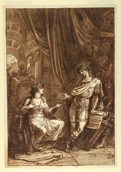 Zeichnung, Kleopatra fleht O an, ca. 1820 von Felice Giani