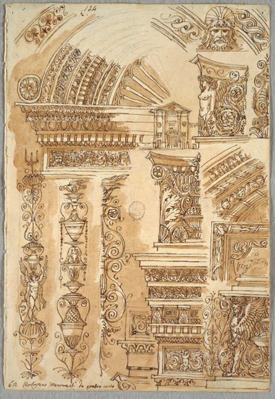 Fassade von Santa Cecilia in Bologna; Architektonische Studien von Felice Giani