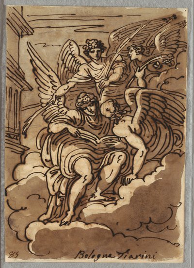 St. Paul in den Wolken mit Engeln und Palmen von Felice Giani