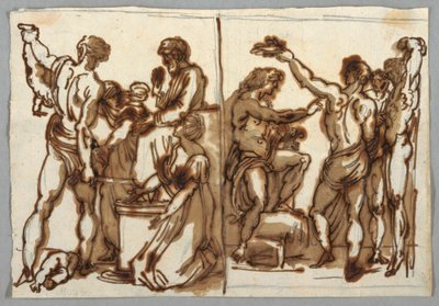 Das Urteil Salomos; Die Häutung des Marsyas von Felice Giani