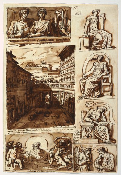 Verschiedene Kunstwerke. Der Hof des Palazzo Mattei in Rom von Felice Giani
