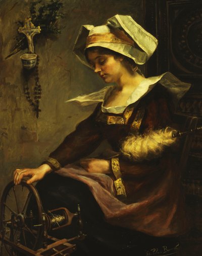 Junge Bretonin mit Spindel von Felicie Palade Bonnal