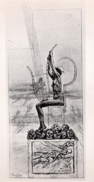 Die große Lyra, Frontispiz von Gedichten von Stephane Mallarme von Félicien Rops