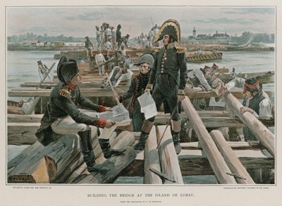 Bau der Brücke auf der Insel Lobau von Felicien baron de Myrbach Rheinfeld