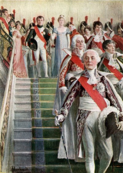 Napoleon und seine Suite auf dem Weg zur Messe von Felicien baron de Myrbach Rheinfeld