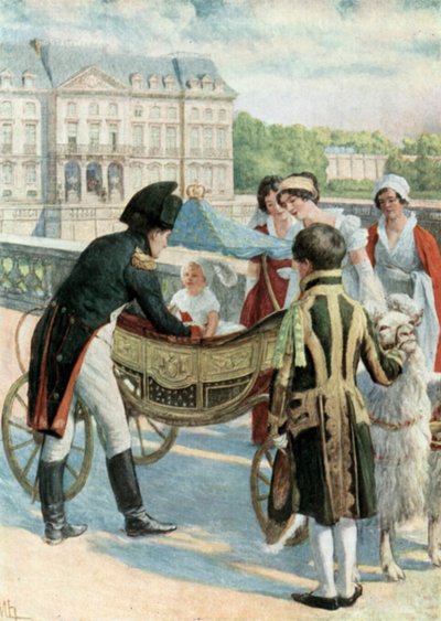 Napoleon und der König von Rom auf der Terrasse in Meudon von Felicien baron de Myrbach Rheinfeld