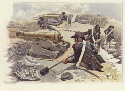 Soldaten beziehen Stellung in den Ruinen von Nikopolis von Felicien baron de Myrbach Rheinfeld