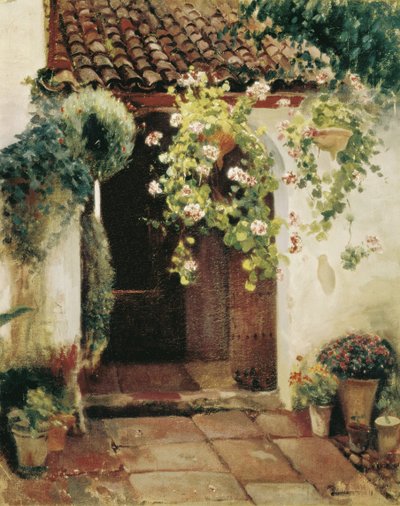 Eingangshalle mit Geranien von Felipe Abarzuza y Rodriguez de Arias