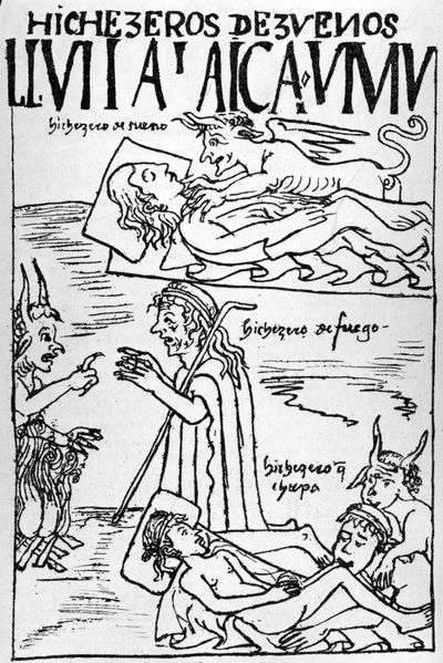 Llulla layqha umu, Betrügerische Zauberer und Hexen von Felipe Huaman Poma de Ayala