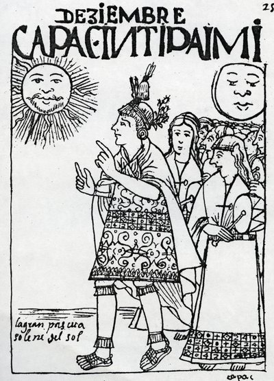 Der Hauptkurier, der eine Trompetenschale trägt von Felipe Huaman Poma de Ayala