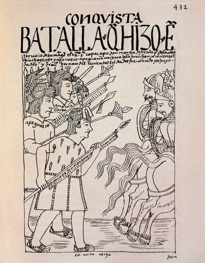 Die Eroberung von Cuzco durch die spanischen Konquistadoren im Jahr 1533 von Felipe Huaman Poma de Ayala