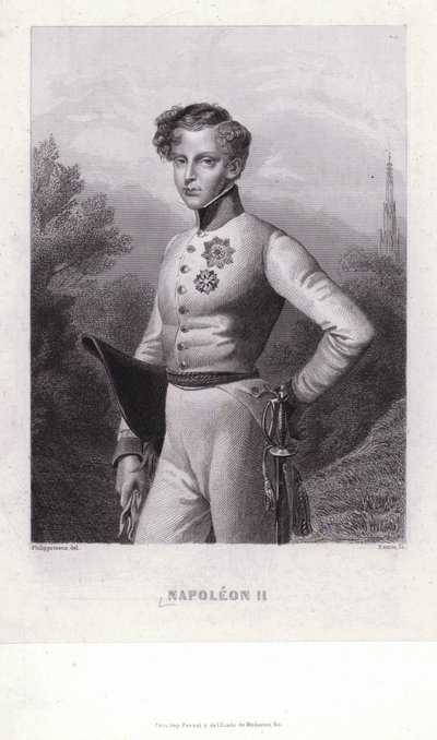 Napoleon François Joseph Charles Bonaparte, Sohn von Kaiser Napoleon I. von Frankreich (Gravur) von Felix (after) Philippoteaux