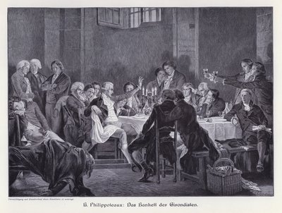 Das Bankett der Girondisten (Gravur) von Felix (after) Philippoteaux