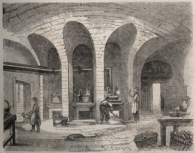 Paris - Gefängnis La Petite Roquette (Gefängnis für Frauen und Jugendliche) - Die Küchen - Kupferstich nach Felix Thorigny - in Le Monde Illustré von Juli 1865 von Felix (after) Thorigny