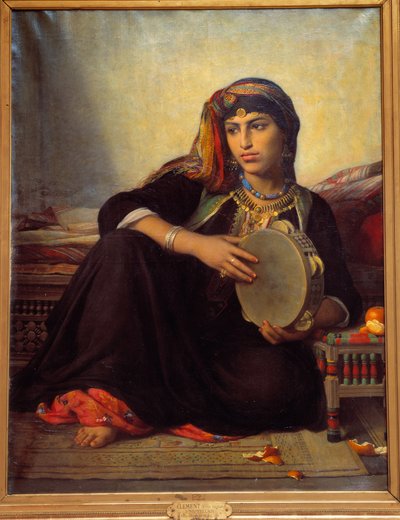 Ein Fellache spielt Tamburin von Felix Auguste Clement