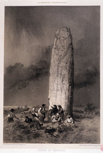 Bauern um den Menhir von Kergadiou (Finistère) - in „Das zeitgenössische Bretagne“, ill. von Felix Benoist, ed. Charpentier, Paris von Felix Benoist