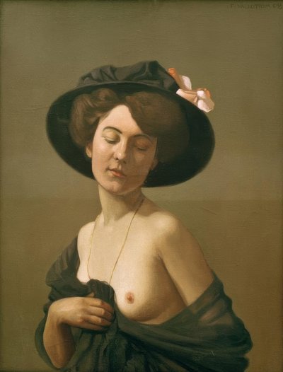 Frau in einem schwarzen Schal, schwarzer Hut von Felix Edouard Vallotton