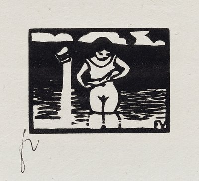 Mädchen zieht ihr Hemd aus, VI aus "Les Petites Baigneuses", 1893 von Felix Edouard Vallotton