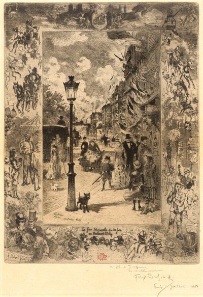 Nationalfeiertag am Boulevard Clichy von Felix Hilaire Buhot