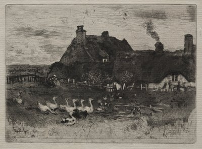 Reetgedeckte Hütten von Felix Hilaire Buhot