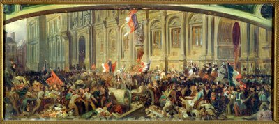 Alphonse de Lamartine (1790-1869) lehnt die rote Fahne im Hôtel de Ville, Paris, am 25. Februar 1848 ab von Felix Philippoteaux